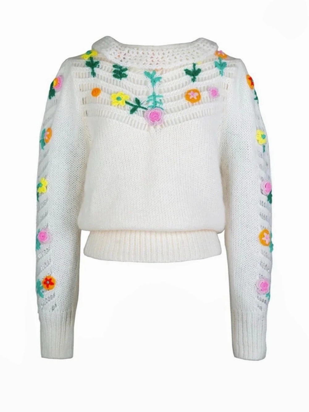 CeliaB Bianca Sweater Floral Cream NWT $390 Small S Celia B